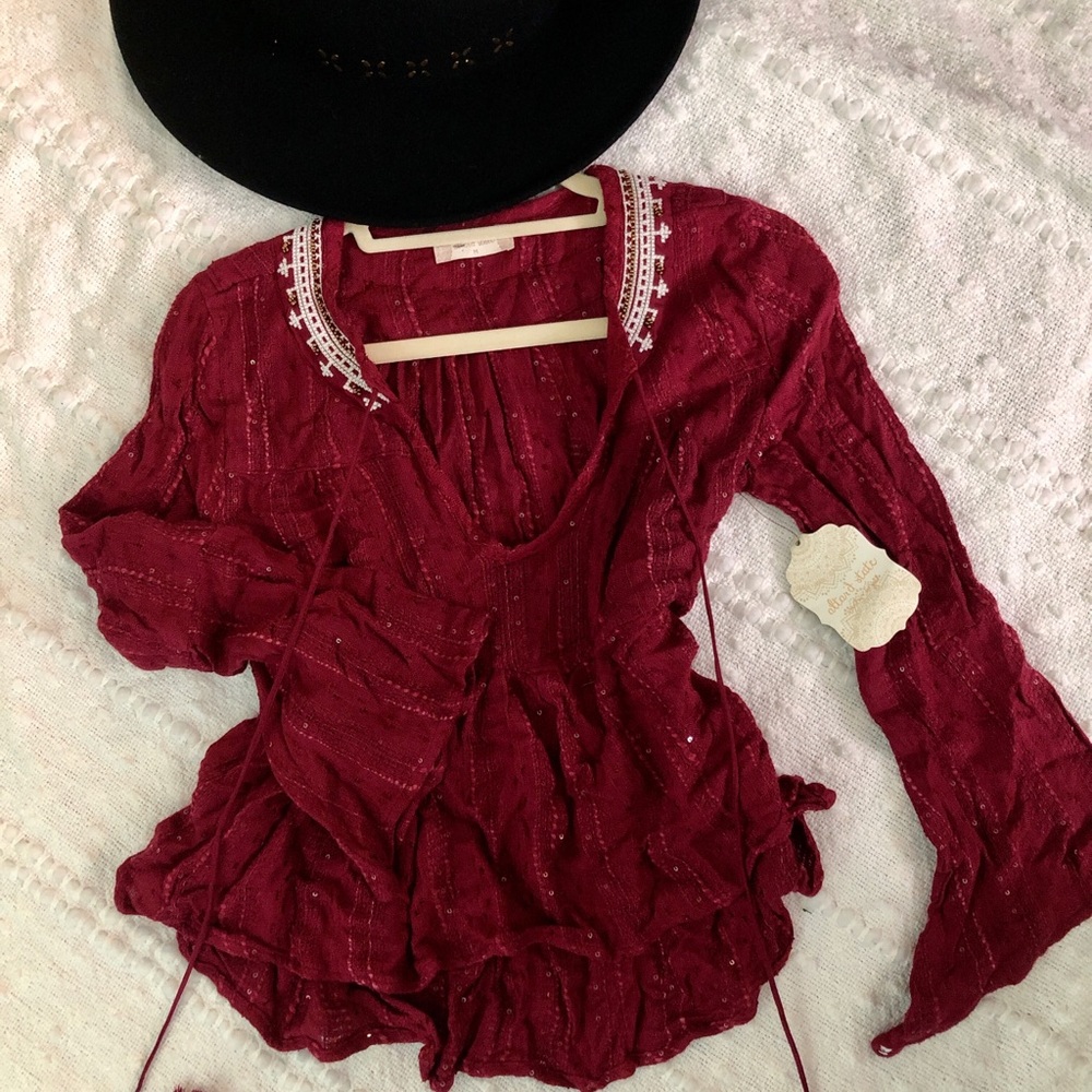 Afraid state red boho blouse